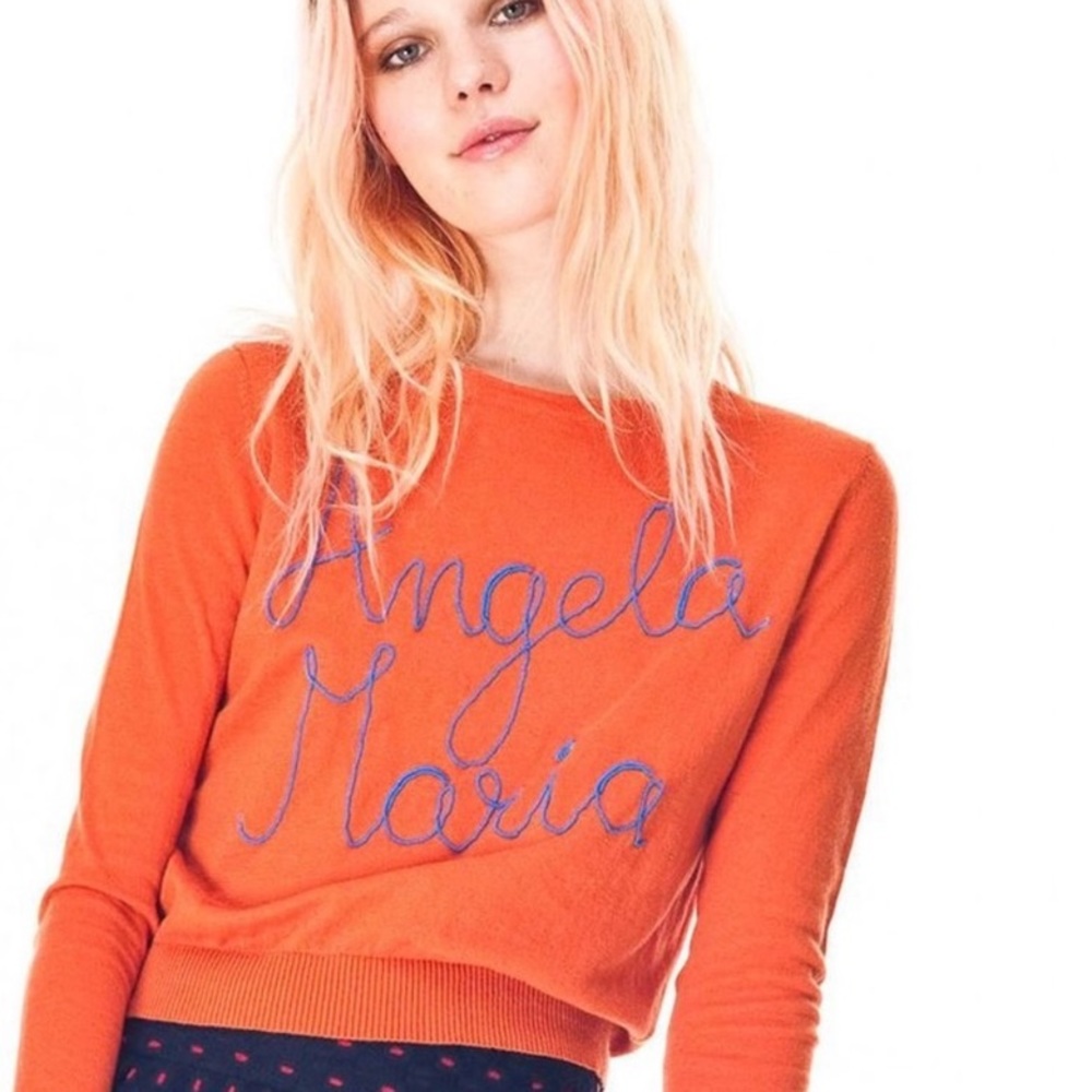 ‘Angela Maria’ Orange Crop Sweater